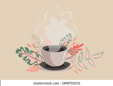 Cute morning coffee illustration vector