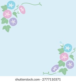 Cute Morning Glory Square Background Vector | Kawaii Asagao Floral Wallpaper Design