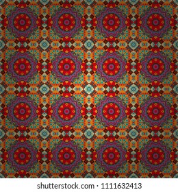 Cute mosaic. Geometric vector template. Abstract brown, orange and pink seamless pattern with mesh of squares.