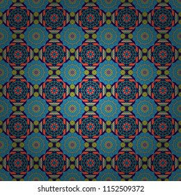 Cute mosaic. Geometric vector template. Abstract pink, blue and black seamless pattern with mesh of squares.