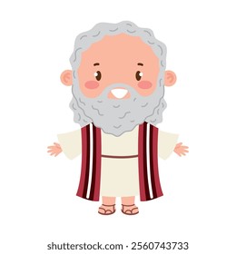 cute moses biblical character isolated design