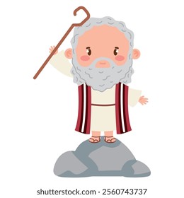 cute moses biblical character isolated design