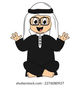 cute moslem boy cartoon illustration