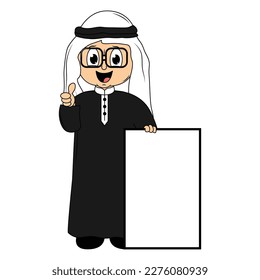 cute moslem boy cartoon illustration