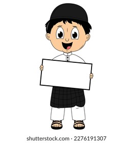 cute moslem boy cartoon illustration