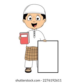 cute moslem boy cartoon illustration