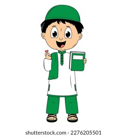 cute moslem boy cartoon illustration