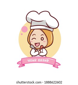 The Cute moslem female chef