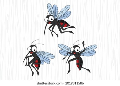 Cute Mosquito Animal Cartoon Simple Vector Illustration