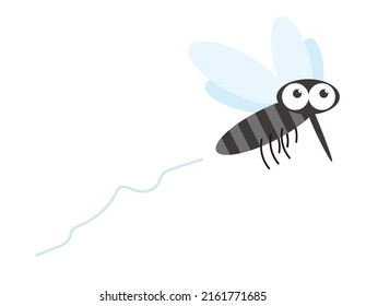 Cute Mosquito Illustration. Vector Illustration.