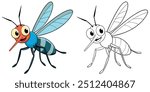 Cute Mosquito Smile Cartoon Coloring Page For Kids