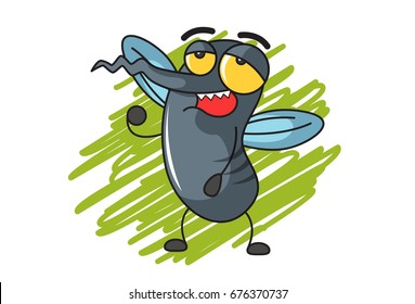 Cute Mosquito. Vector Illustration. isolated on white background.