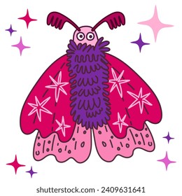 Cute Moth Cartoon Vector Illustration