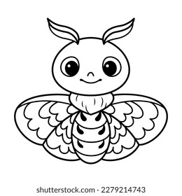Ilustración del vector de dibujos animados de la página de color de la polilla
