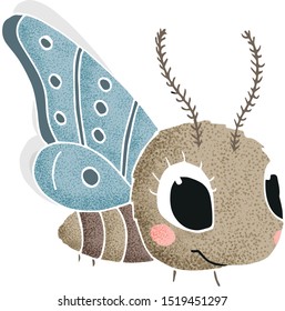 Cute moth illustration icon. Butterfly and moth characters. 