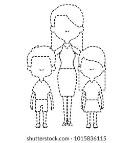 cute mother avatar character with kids