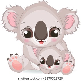 Cute Mother and baby koala Vector