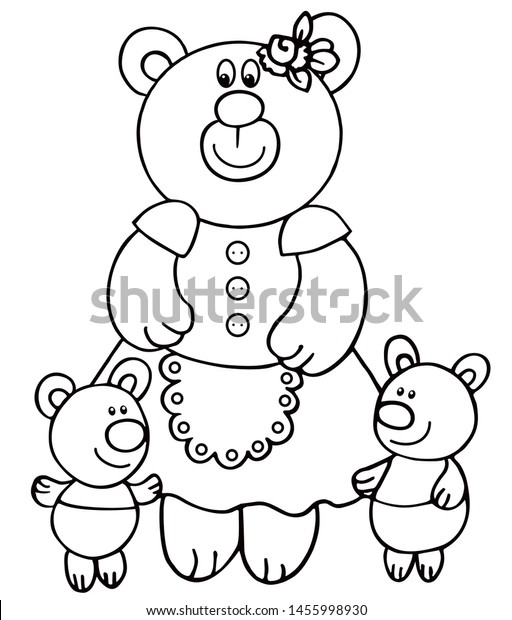 Cute Mother Bear Her 2 Children Stock Vector (Royalty Free) 1455998930