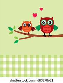 cute mother and child owl graphic vector