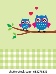 cute mother and child owl graphic vector