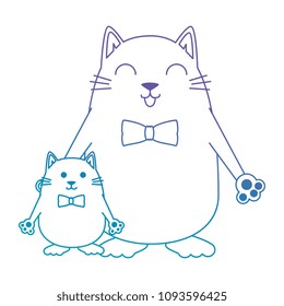 cute mother and daughter cats characters