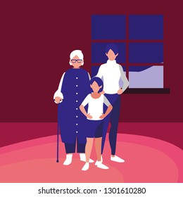 cute mother with daughter and grandmother