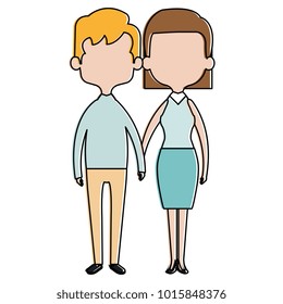 cute mother and father couple characters vector illustration design