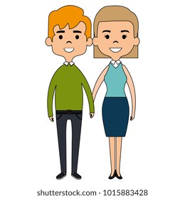 Cute Mother Father Couple Characters Stock Vector (Royalty Free) 1015824418