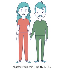 cute mother and father couple characters
