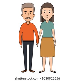 cute mother and father couple characters