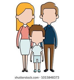 cute mother and father with son vector illustration design
