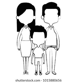 cute mother and father with son vector illustration design