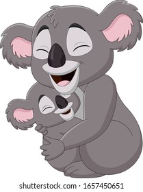 Cute mother Koala and baby hugging