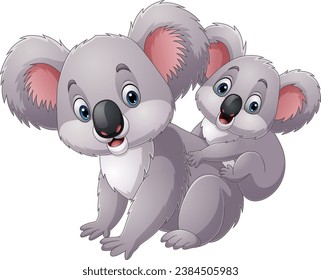 Cute mother koala with her baby