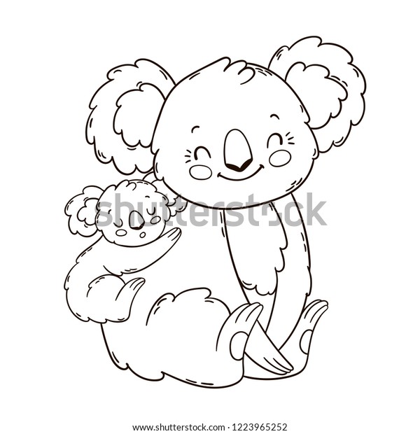 Cute Mother Koala Her Little Baby Stock Vector (Royalty Free) 1223965252