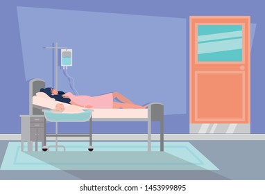 cute mother with newborn baby in hospital room