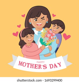 Cute mother's day card vector