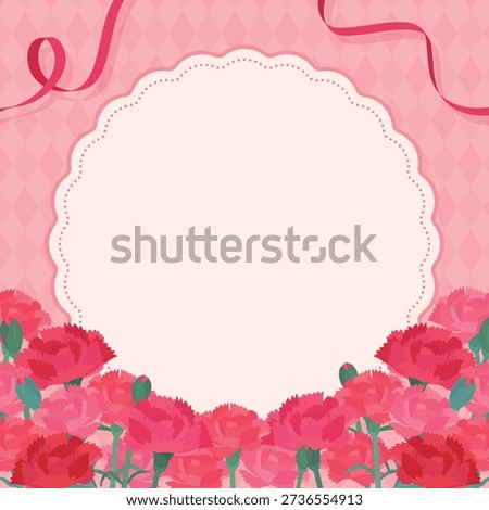 Cute Mother's Day carnation frame illustration