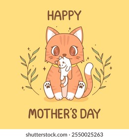 cute mother's day cat illustration