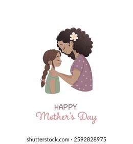 Cute Mother's Day Clipart  Mom Kissing Daughter with Love