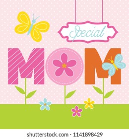 cute mother's day greeting card design