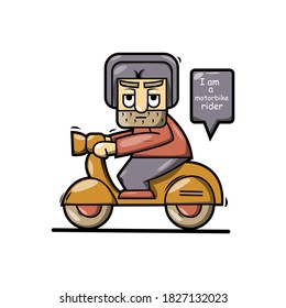cute motorbike rider vector illustration, can be used for the design of stickers, t-shirts, posters and others