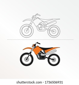 Cute Motorcycle Vector Illustration for kids color book