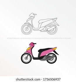 Cute Motorcycle Vector Illustration for kids color book