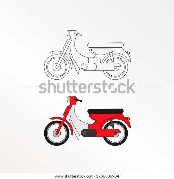 Cute\
Motorcycle Vector Illustration for kids color\
book