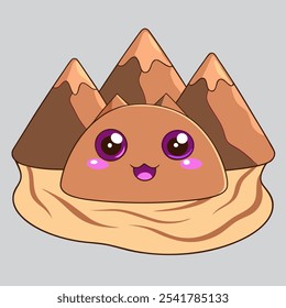 Personajes lindos de la montaña en estilo de dibujos animados
