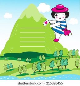 Cute Mountain Climber paper note illustration set