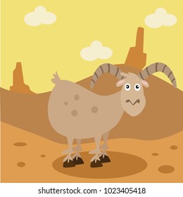 Cute mountain goat. Cute cartoon desert animal series.