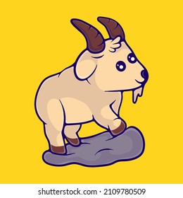 cute mountain goat illustration suitable for mascot sticker and t-shirt design