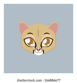 Cute mountain lion avatar with flat colors